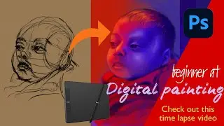 Digital portrait painting of my newborn son || Tutorial step by step || 1st time on a graphics pad