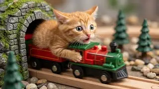 A cat watches without reacting and kittens do not slow down 🐈&zwj;⬛🙃🧵