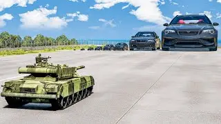 Giant & Small Super Cars vs Tank – Cars vs Tank – BeamNG.Drive