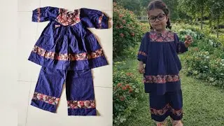 Winter baby dress cutting and stitching / টুকরা কাপড়ের 👗৩-৪ বছরে বাচ্চার জামার ডিজাইন 