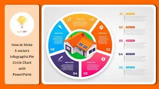 How to Make 5 sectors Infographic Pie Circle Chart with PowerPoint