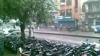 Napier Road Karachi n Samaa tv bike parking nice view during heavy rain-people enjoy rain water