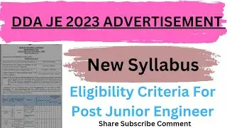 DDA JE 2023 ADVERTISEMENT OUT|DDA JE 2023 vacancies|DDA JE 2023 eligibility|DDA JE 2023 SYLLABUS