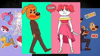 🍓Paper DIY🍓  PAPILLON ANGRY for Sheriff LABRADOR I Sticker Book DIY