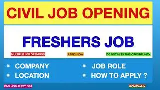 NEW JOB ALERT | CIVIL ENGINEERING JOBS | FRESHERS JOB| JOBS FOR FRESHERS |STRUCTURAL ENGINEER JOBS