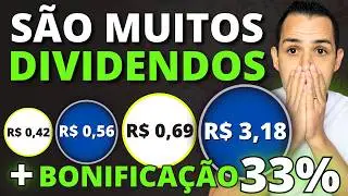 MEGA BONIFICA&Ccedil;&Atilde;O de 33% e NOVOS AN&Uacute;NCIOS DE DIVIDENDOS | 5 A&Ccedil;&Otilde;ES para receber DIVIDENDOS