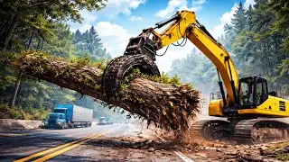 Excavator Removing Giant Tree From Highway 😱 | Road Construction Work Android Gameplay