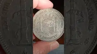 1870, 5 PESETAS, SPAIN.