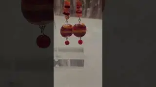 Retro red orange dangle earrings