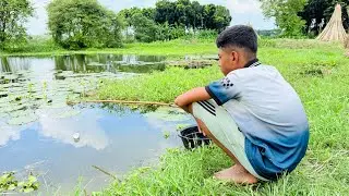 Unbelievable Fishing Technique || Little Boy Hunting Fish By Hook In Beautiful Nature | Fish King Bd