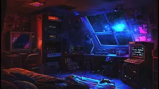 Retro Bedroom Space Ambience | Nostalgic Bedroom with Space and Retro Game Sounds to Fall Asleep