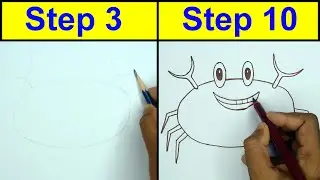 How to Draw a Crab with Pencil & Black Sketch Pen | Easy Step-by-Step Line Drawing Tutorial