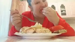 Мукбанг макароны с курицей, бутерброды😎😎😎Обожаю