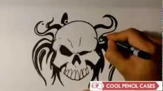 How to Draw a Tribal Skull Tattoo - Skull Drawings