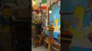 The Simpson&rsquo;s Bar in Naples! #subscribetomychannel #travelvlog #2023 #artists #naples #italy