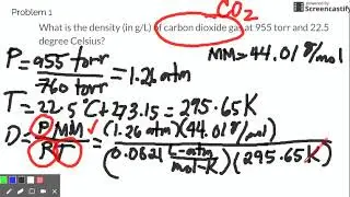 Ideal Gas Law with Density Sample Problems