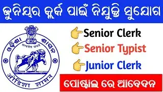 Odisha Junior Clerk Recruitment 2022 || Odisha Latest Jobs || Junior Clerk Vacancy