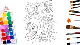 Disney Princess Coloring And Drawing | The Little Mermaid Ariel Coloring Page