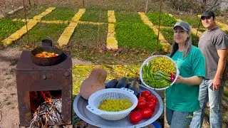 A Cozy Autumn Day | Cooking by the Fire with Fresh Garden Vegetables 🍂🔥