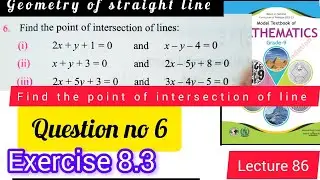 9th Class Math | Exercise 8.3 | Find the Point of Intersection of Two Lines | Question 6 Explained