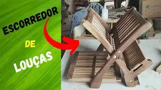 Escorredor de Lou&ccedil;as com Madeira Reciclada