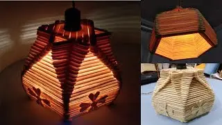 how to make ice cream stick wall hanging lamp || stick lamp || Wooden Ice Cream Stick craft