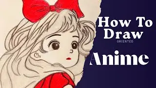 ✨ &ldquo;Beautiful Girl Portrait Drawing | Red Bow & Red Dress with Pencil Colour Hair 🎨 