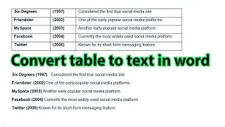 How to convert table to text in word