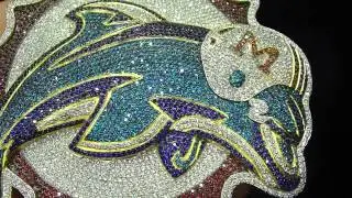 Designer Miami Custom Dolphin Fully iced out Blue Red White Diamond Pendant (Vno:9213 )
