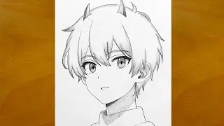 How to draw anime boy with horns || Simple anime drawing ideas || Anime character design