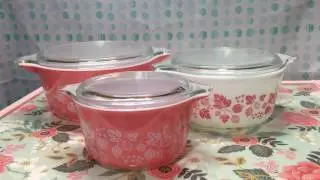 Vintage Pyrex - Pink Gooseberry Casserole Bowls...473, 474, 475