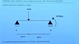 Quest&atilde;o resolvida sobre an&aacute;lise estrutural - rea&ccedil;&otilde;es de apoio em viga biapoiada