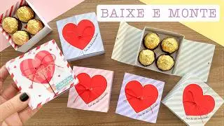 CAIXA 4 DOCES - CORA&Ccedil;&Atilde;O - DIA DOS NAMORADOS | COMO FAZER? | BAIXE E MONTE