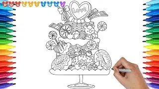 How to Draw A Birthday Cake Coloring Book #87 | Cute Drawing & Coloring * DogCatToys