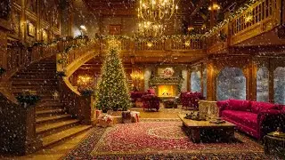 Christmas Piano Jazz for Cozy Reading 📖 Soft Christmas Ambience 🎄 Fireplace Glow & Falling Snow