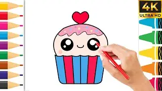 How to Draw Cute Cup Cake | Easy Kawaii Drawing for Kids | Fun Dessert Art