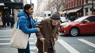 A girl helped a poor old man 😊#Kind#helping nature 🍄&zwj;🟫