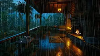 Calming Rainfall in the Forest | ASMR Heavy Rain, Gentle Thunder & Crackling Fireplace | Deep Sleep