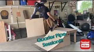 Session on Home Made Quarter Pipe!!! (Scooter and Skateboard)