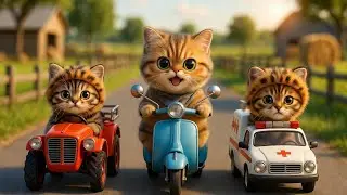 Mama Cat Trims Fur on the Farm and Makes Tiger Hat For Kittens At Home