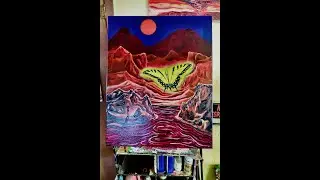 today in studio working on oil painting, butterfly. @adam sturch