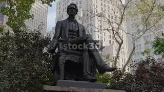 Close Up Of William H Seward Statue In Madison Park, New York, USA