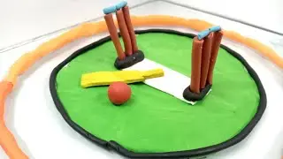 Clay se cricket ball or bat kaise banaye | How to make clay toys | Clay modelling cricket ground