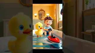 Cute yellow chick loves playing with boat #shorts