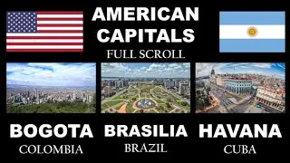 All American Capitals in a Scrolling Timeline | Flags, Cityscapes, Population & Facts