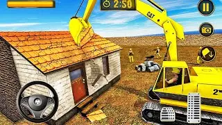 Wrecking Crane Demolishing Old House - Dragline Excavator Driving - Android Gameplay