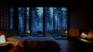 Peaceful Cabin Ambience - Soft Rain & Fireplace Sounds 3 Hours for Stress Relief, Sleep