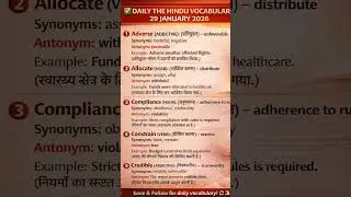 Daily The Hindu Vocabulary | 5 Important English Words (29 Jan 2026) #shorts