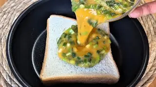 Pour eggs on bread! Super easy, melt-in-your-mouth breakfast!
