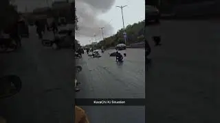 Bike Accident in Heavy Rain in  Karachi Pakistan